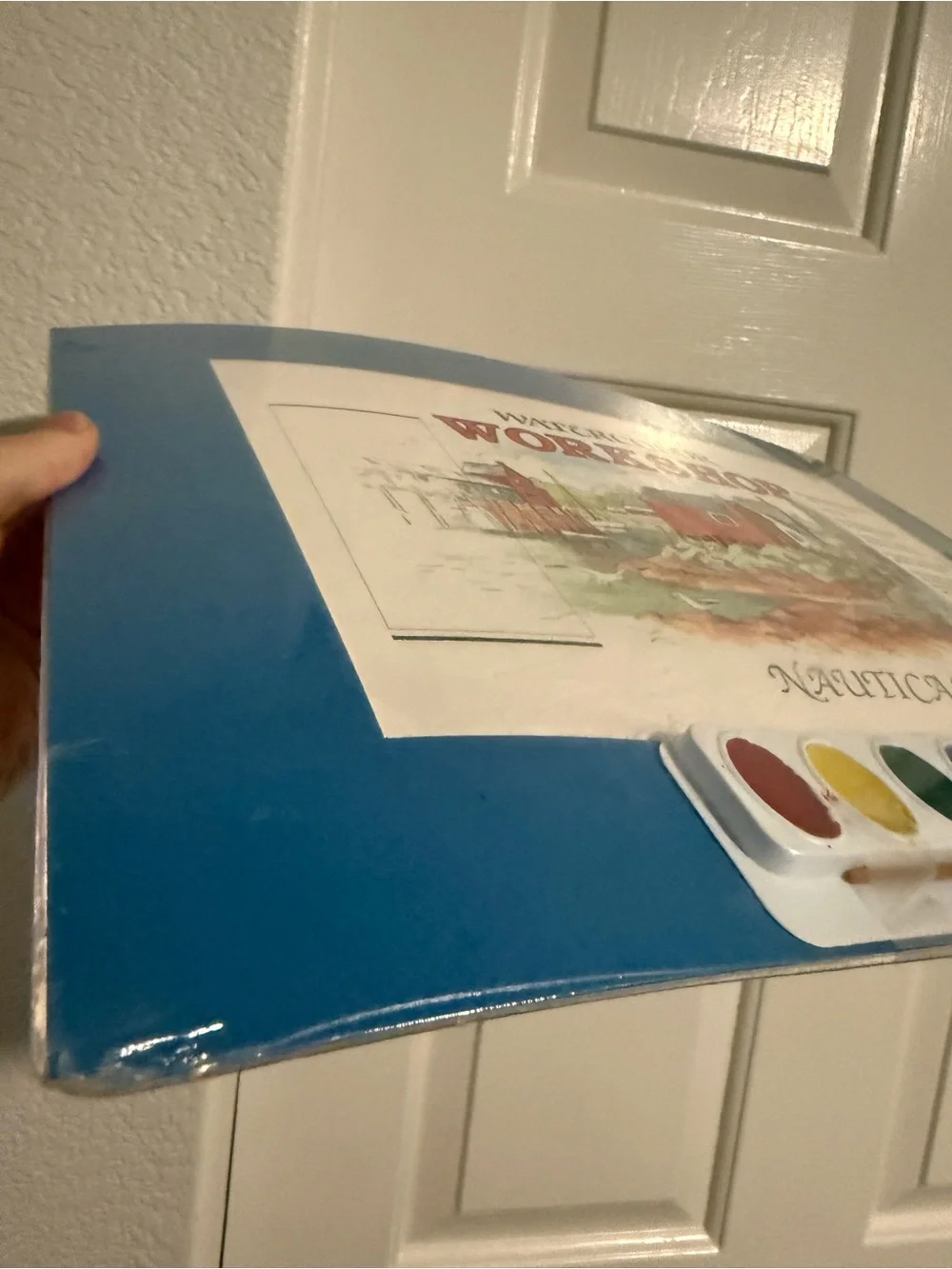 New Watercolor Workshop Nautical 1 Wall Art - Blue art book and supplies paints